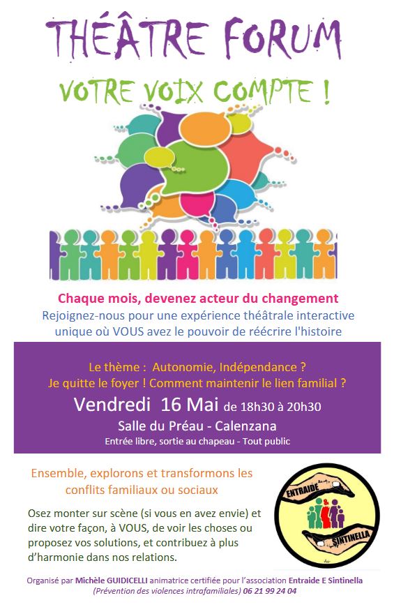 2025-05-16 Théâtre Forum au Préau de Calenzana - Autonomie, Indépendance ? Je quitte le foyer ! Comment maintenir le lien familial ?